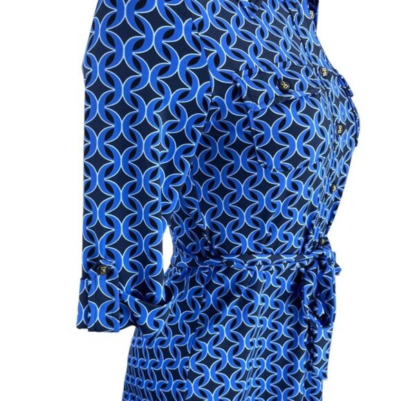 NWT CHARTER CLUB Patterned Tie Front Shirt Dress Sz Medium Petite - Picture 5 of 8